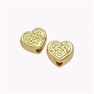 Copper Heart Beads Meander Gold Plated, approx 7.5mm