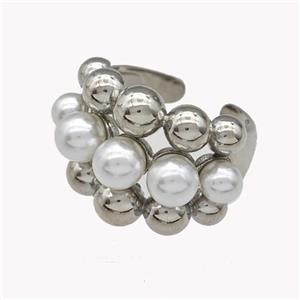 Copper Rings Pave Zirconia Pearlized Resin Platinum Plated, approx 4-6mm, 18mm dia