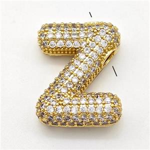 Copper Letter-Z Pendant Micro Pave Zirconia Gold Plated, approx 15-22mm