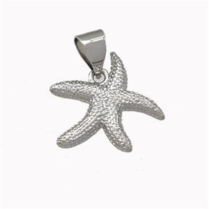 Copper Starfish Charms Pendant Platinum Plated, approx 15mm