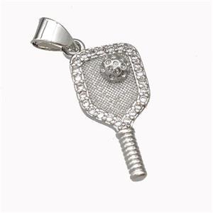 Copper Key Charms Pendant Pave Zirconia Platinum Plated, approx 9.5-19mm