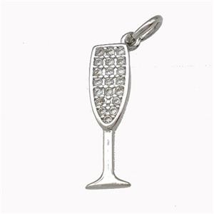 Wine Glass Charms Copper Goblet Pendant Micro Pave Zirconia Cup Platinum Plated, approx 5-17mm