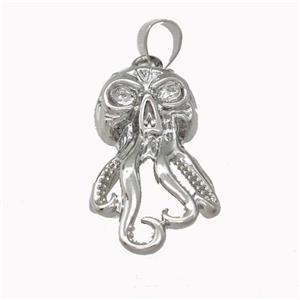 Octopus Charms Copper Pendant Platinum Plated, approx 14-23mm