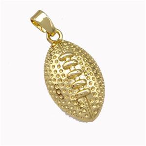 American Football Charms Copper Rugby Pendant Sport Gold Plated, approx 11-18mm