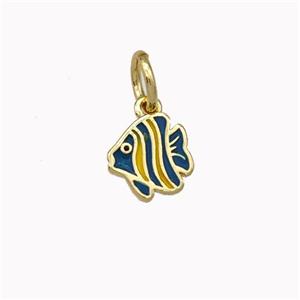 Copper Fish Charms Pendant Blue Yellow Enamel Gold Plated, approx 7mm