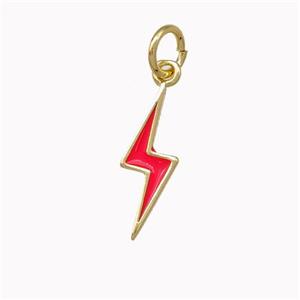 Lightning Charms Copper Pendant Red Enamel Gold Plated, approx 5-15mm