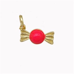 Candy Charms Copper Pendant Red Enamel Gold Plated, approx 5.5-12mm