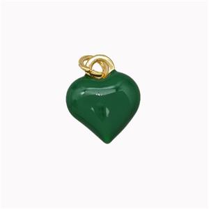 Copper Heart Pendant Green Enamel Gold Plated, approx 9.5mm