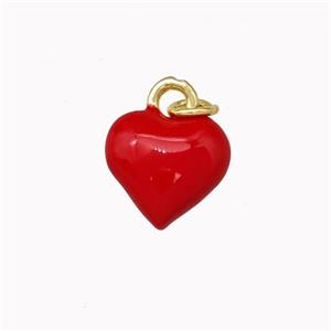 Copper Heart Pendant Red Enamel Gold Plated, approx 9.5mm