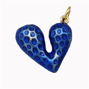 Copper Heart Pendant Blue Painted Gold Plated, approx 17mm