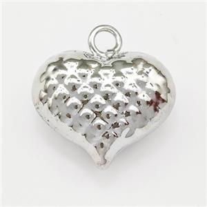 Copper Heart Pendant Hollow Platinum Plated, approx 17-20mm