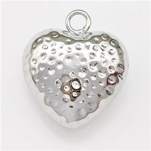 Copper Heart Pendant Hollow Platinum Plated, approx 21mm