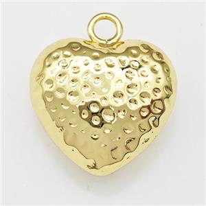 Copper Heart Pendant Hollow Gold Plated, approx 21mm