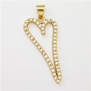 Copper Heart Pendant Micro Pave Zirconia Gold Plated, approx 14-30mm