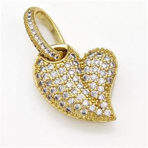 Copper Heart Pendant Micro Pave Zirconia Gold Plated, approx 18-19mm, 9-14mm