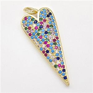 Copper Heart Pendant Micro Pave Zirconia Gold Plated, approx 13-30mm