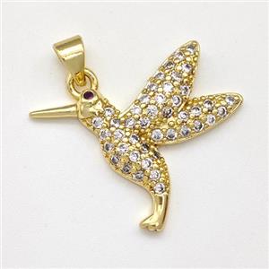 Copper Birds Pendant Micro Pave Zirconia Gold Plated, approx 20-27mm