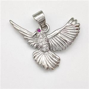 Copper Birds Pendant Micro Pave Zirconia Eagle Platinum Plated, approx 17-23mm