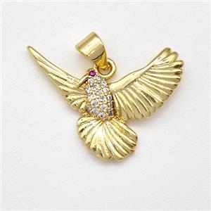 Copper Eagle Pendant Micro Pave Zirconia Bird Gold Plated, approx 17-23mm