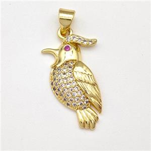 Copper Parrot Birds Pendant Micro Pave Zirconia Gold Plated, approx 13-20mm