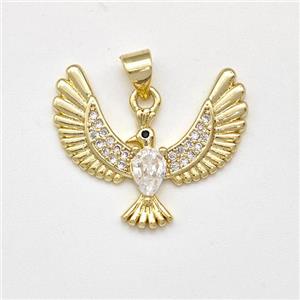 Copper Eagle Pendant Micro Pave Zirconia Bird Gold Plated, approx 20-24mm