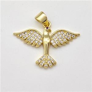 Copper Eagle Pendant Micro Pave Zirconia Bird Gold Plated, approx 15-25mm