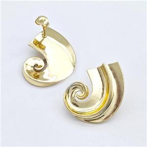 Copper Spiral Stud Earring Gold Plated, approx 22-30mm