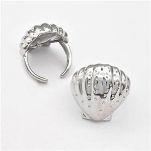 Copper Scallop Shell Rings Platinum Plated, approx 20mm, 18mm dia