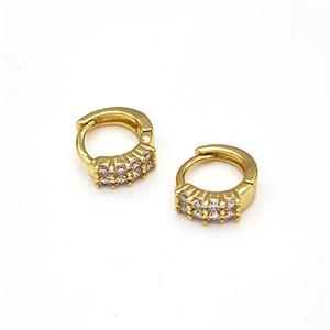 Copper Hoop Earrings Pave Zirconia Gold Plated, approx 9-10mm