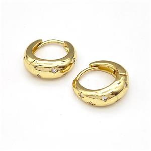 Copper Hoop Earrings Pave Zirconia Gold Plated, approx 16mm