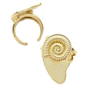 Copper Nautilus Ring Conch Shell Gold Plated, approx 17-28mm, 18mm dia