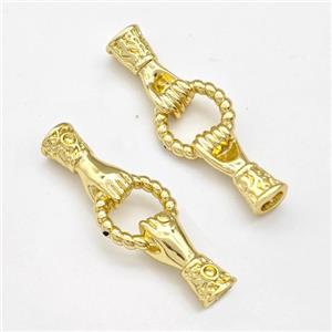 Copper Hand Connector Pave Zirconia Cord End Gold Plated, approx 11-33mm