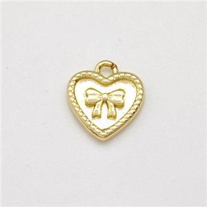 Copper Heart Pendant Bowknot Gold Plated, approx 9mm