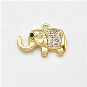 Copper Elephant Pendant Micro Pave Zirconia Gold Plated, approx 8-14mm