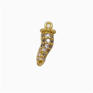 Copper Chili Pendant Micro Pave Zirconia Gold Plated, approx 3-11mm