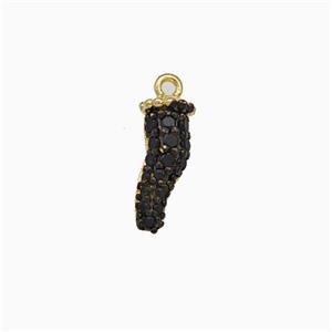 Copper Chili Pendant Micro Pave Black Zirconia Gold Plated, approx 3-11mm