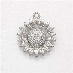 Copper Sunflower Pendant Platinium Plated, approx 15mm