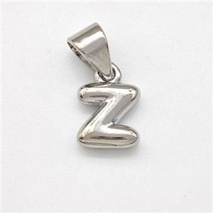 Copper Letter-Z Pendant Platinum Plated, approx 6-7mm