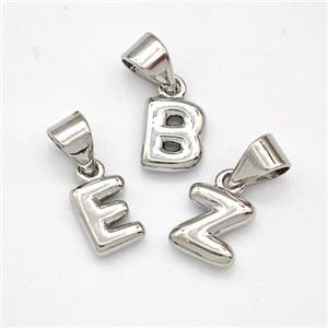 Copper Letter Pendant Mix Alphabet Platinum Plated, approx 6-7mm