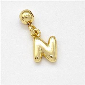 Copper Letter-N Pendant Gold Plated, approx 6-7mm, 4mm, 2mm hole