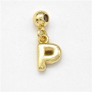 Copper Letter-P Pendant Gold Plated, approx 6-7mm, 4mm, 2mm hole