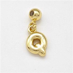 Copper Letter-Q Pendant Gold Plated, approx 6-7mm, 4mm, 2mm hole