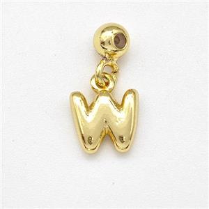 Copper Letter-W Pendant Gold Plated, approx 6-7mm, 4mm, 2mm hole