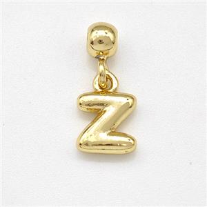 Copper Letter-Z Pendant Gold Plated, approx 6-7mm, 4mm, 2mm hole