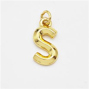 Copper Letter-S Pendant Gold Plated, approx 9-12.5mm