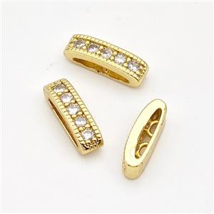 Copper Beads Micro Pave Zirconia 2holes Gold Plated, approx 4-13mm