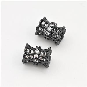 Copper Tube Beads Micro Pave Zirconia Black Plated, approx 7-9mm