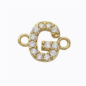 Copper Connector Pave Zirconia Letter-G Gold Plated, approx 8-9mm