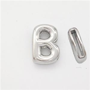 Copper Letter-B Beads Platinum Plated, approx 9-13.5mm, 2x10mm hole