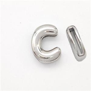 Copper Letter-C Beads Platinum Plated, approx 9-13.5mm, 2x10mm hole